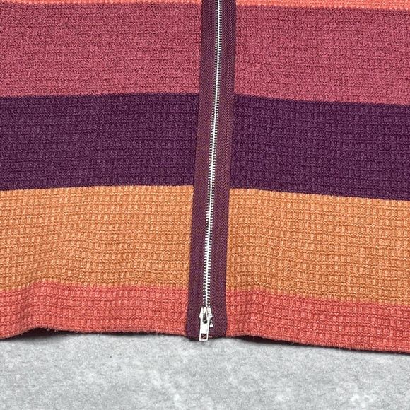 BKE Buckle Women’s Size Medium Orange Striped Boxy Waffle Knit Oversized Sweater - Picture 9 of 14